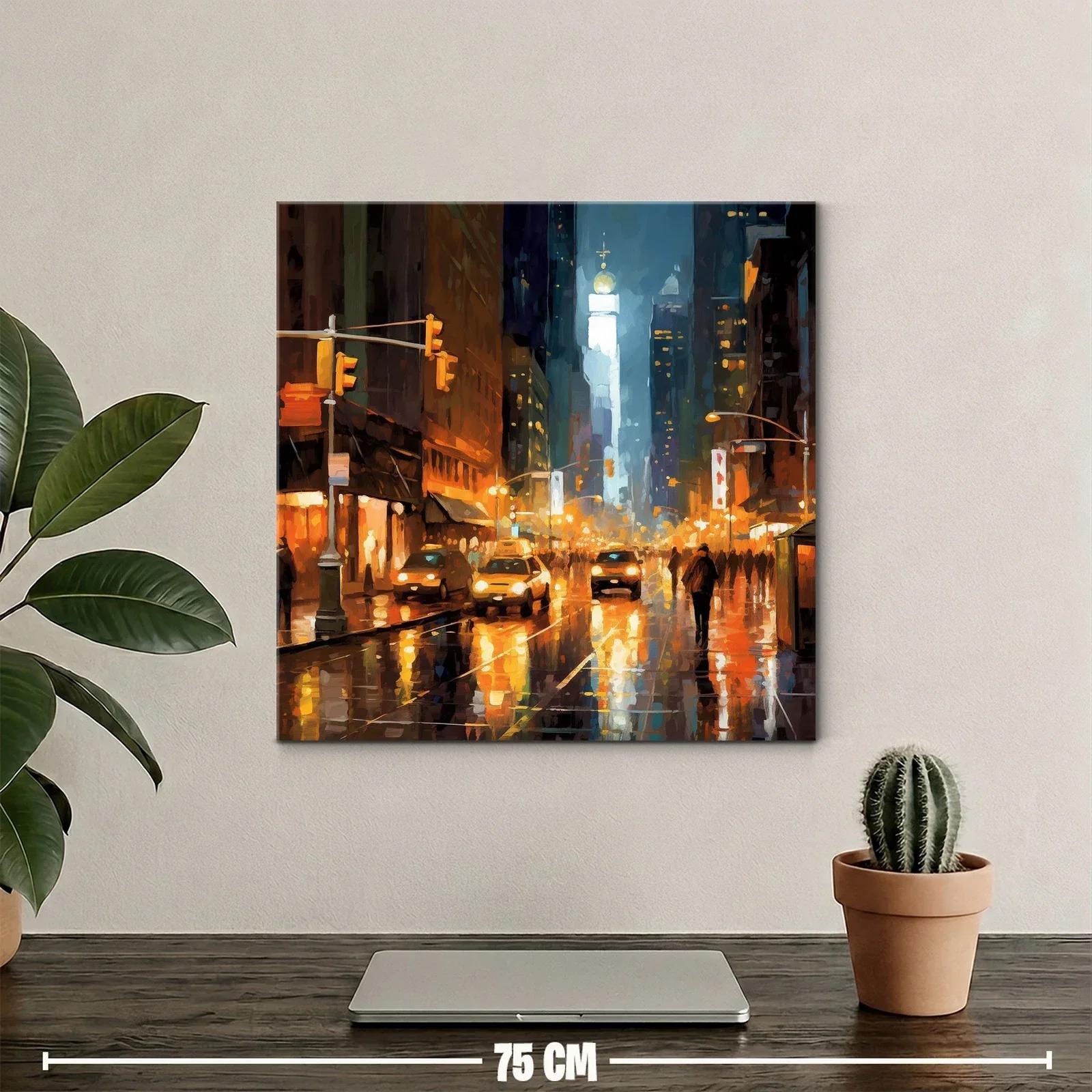 Atardecer vibrante en ciudad reflejada en lluvia urbana — miniatura 2
