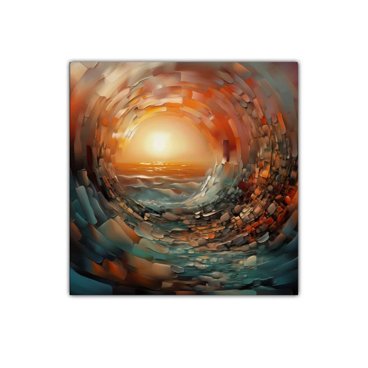 Atardecer abstracto con vibrantes tonos cálidos y fríos