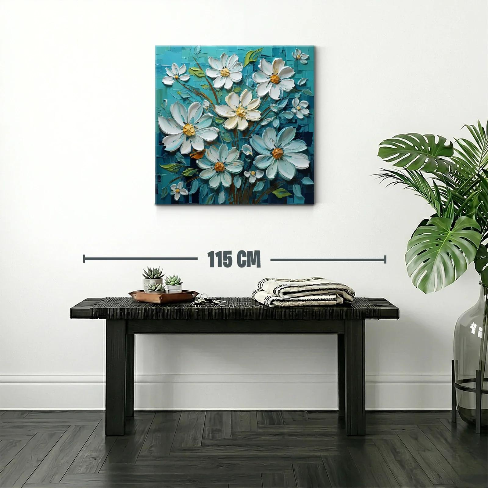Flores blancas con fondo turquesa de gran textura — miniatura 2