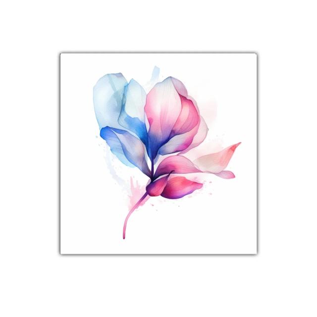 Cuadro decorativo flor en tonos azules y rosas delicados