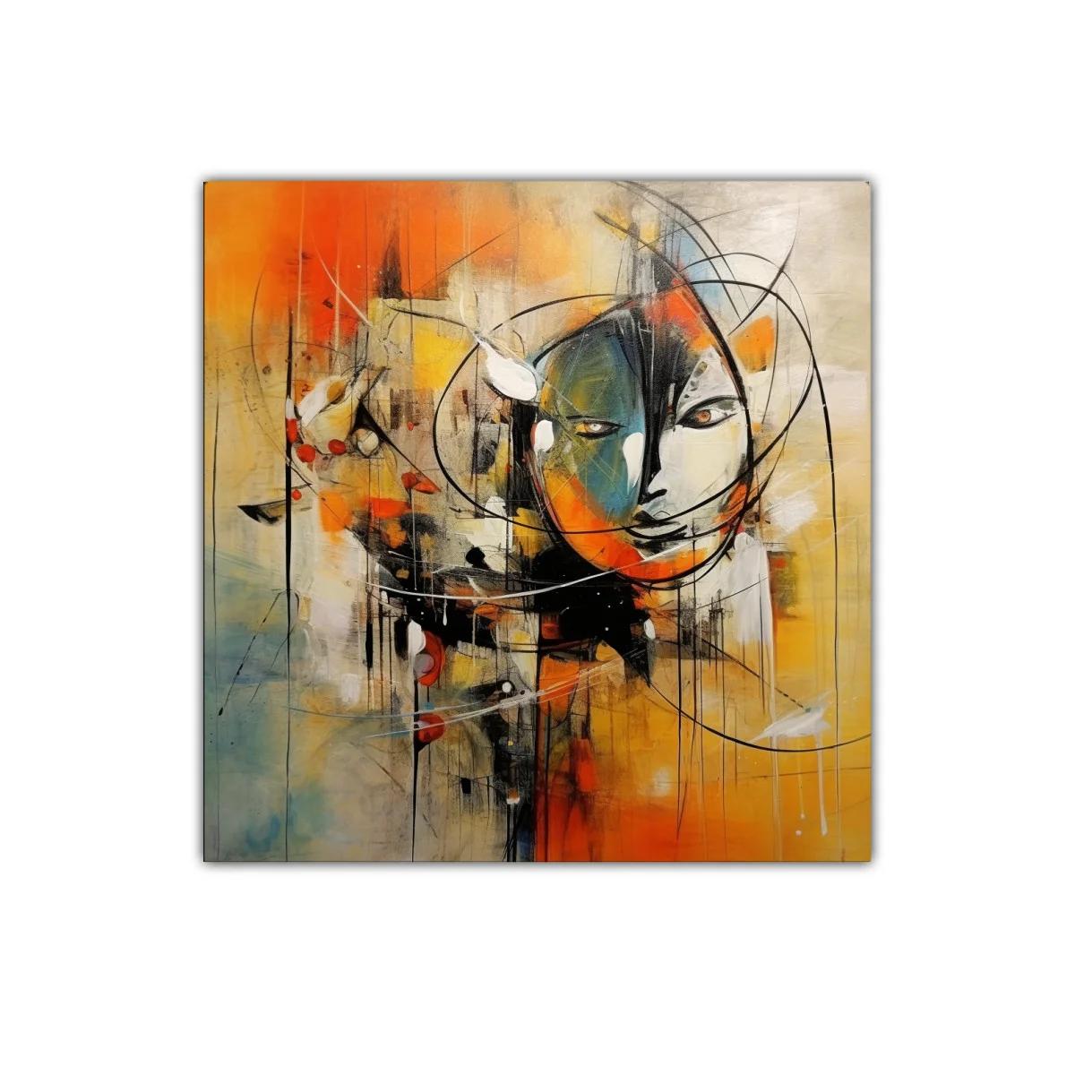 Cuadro decorativo rostro abstracto en tonos cálidos