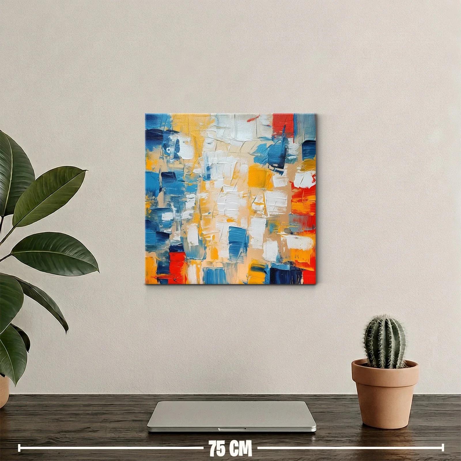 Cuadro abstracto con vibrantes tonos azules y naranjas — miniatura 2