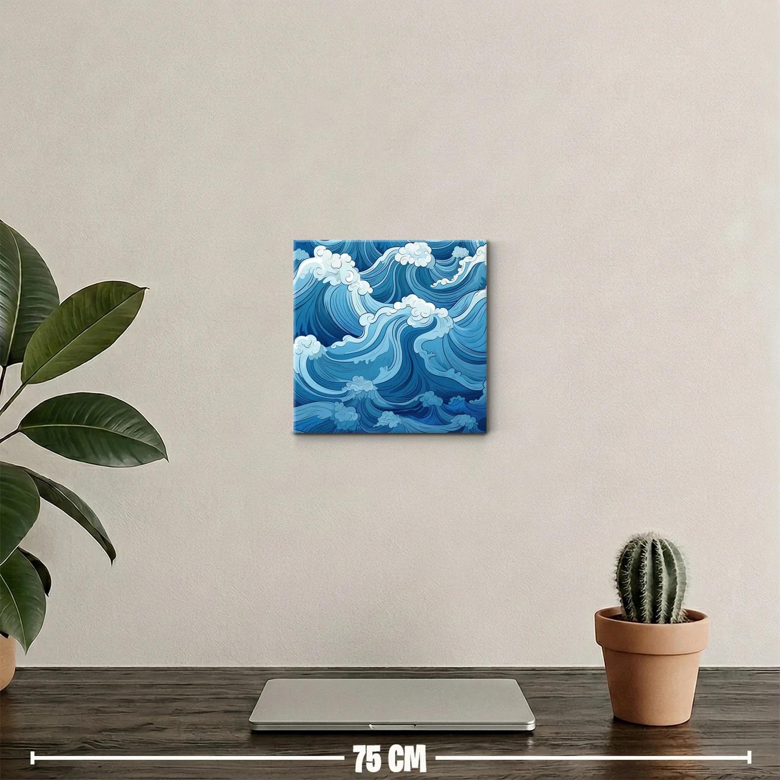 Cuadro decorativo con ondas marinas y espuma azul — miniatura 2