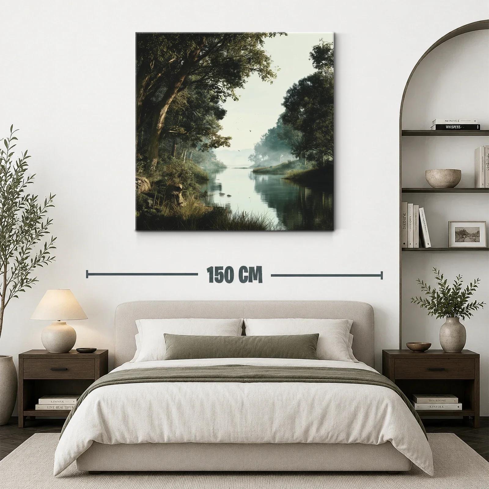 Paisaje sereno con río y árboles frondosos — miniatura 3