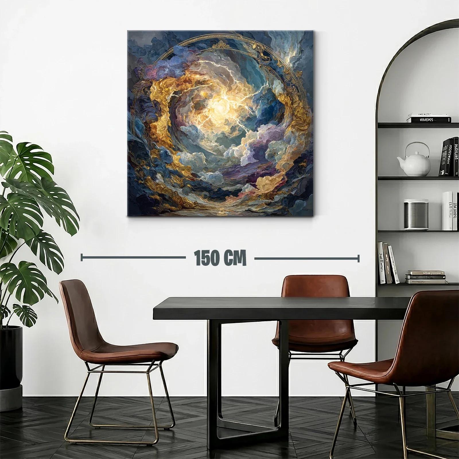 Cuadro celestial con vibrantes destellos dorados y azules — miniatura 2