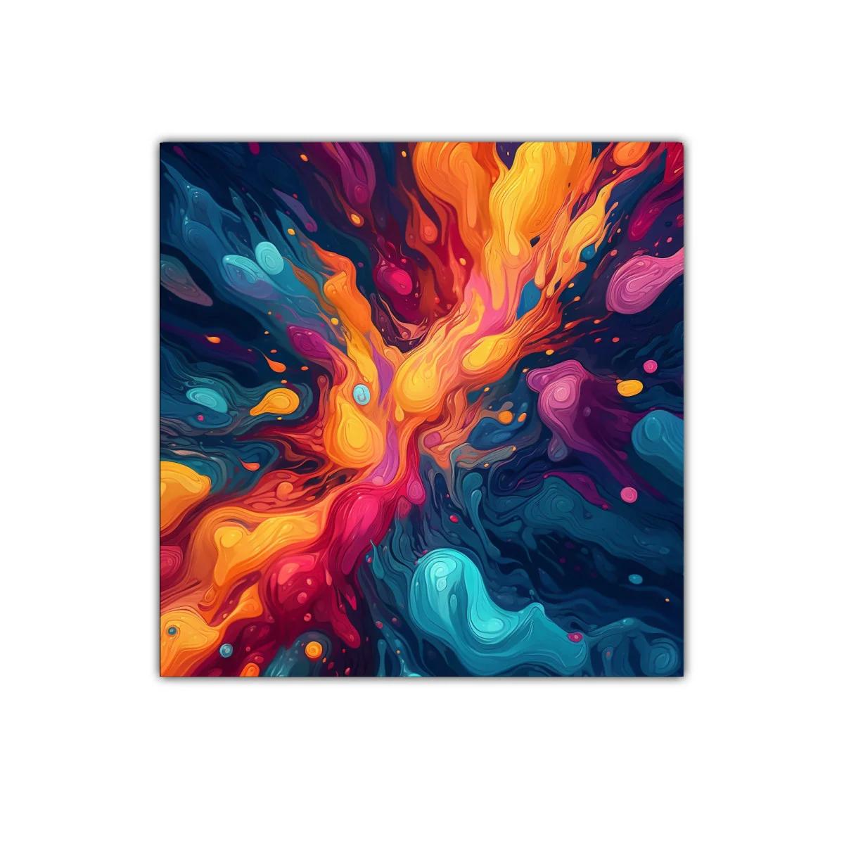 Cuadro abstracto con explosión de colores vibrantes