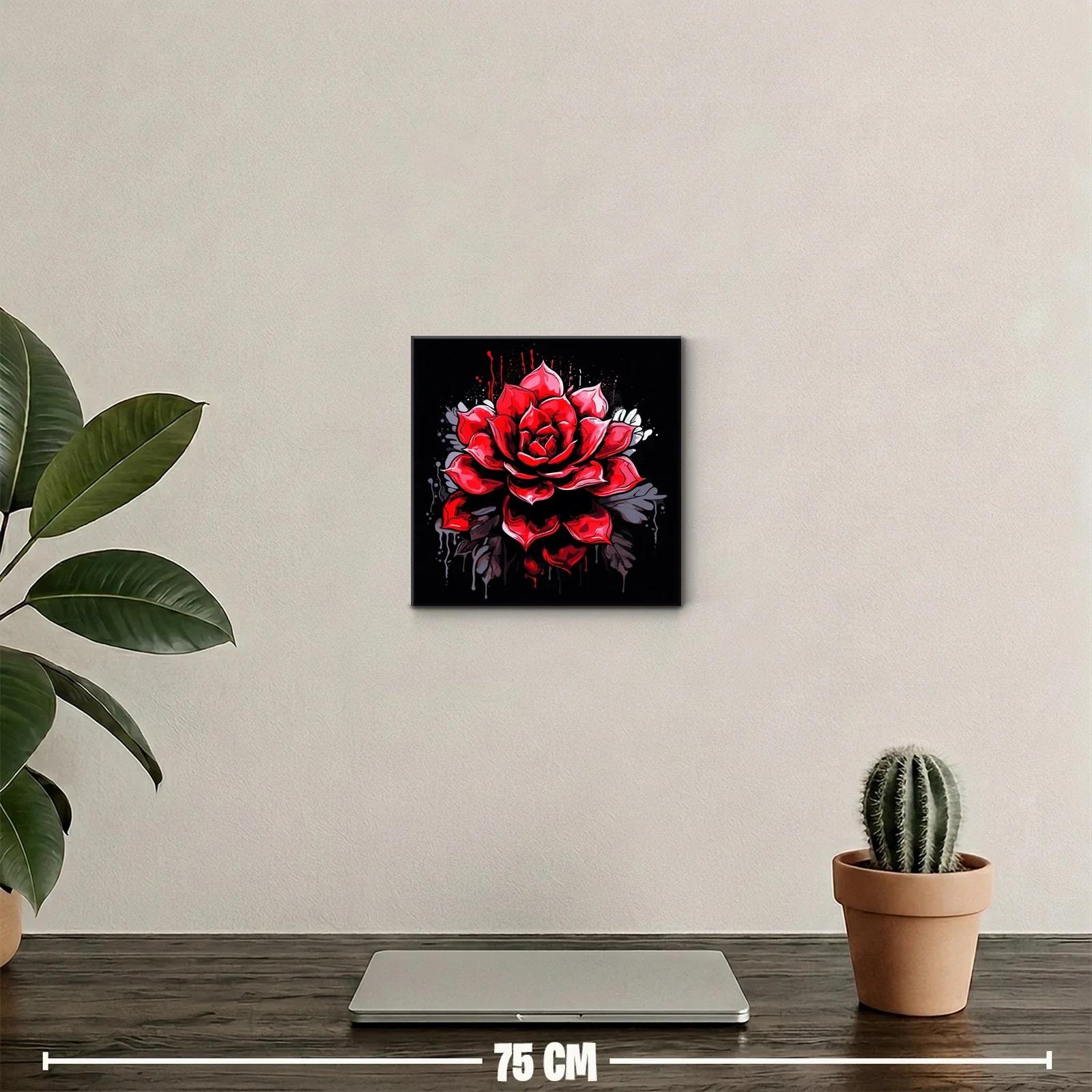 Impactante rosa roja con fondo oscuro vibrante — miniatura 2