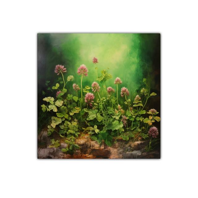 Cuadro decorativo con flores silvestres y tonos verdes