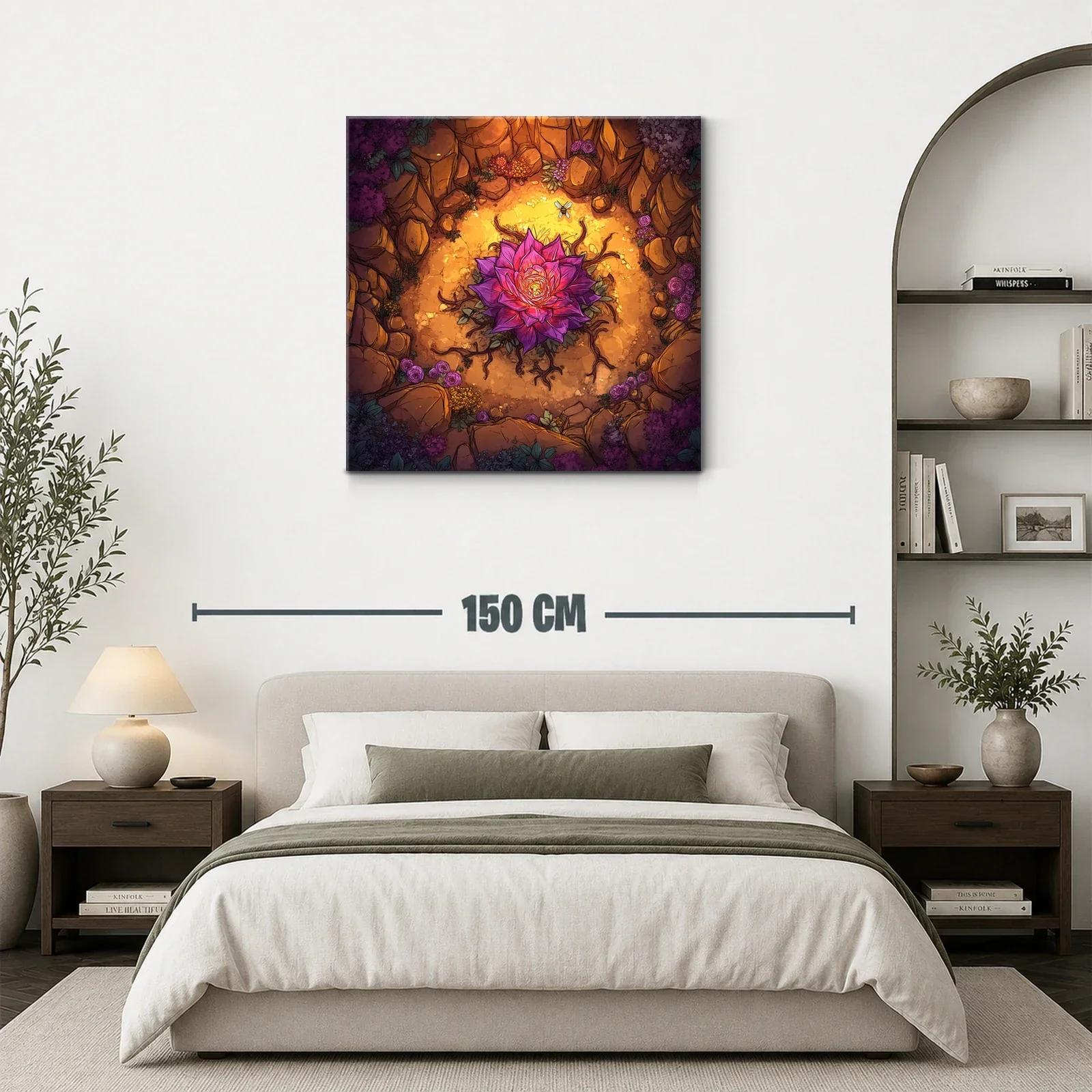 Flor luminosa rodeada de naturaleza en tonos cálidos y violetas — miniatura 3
