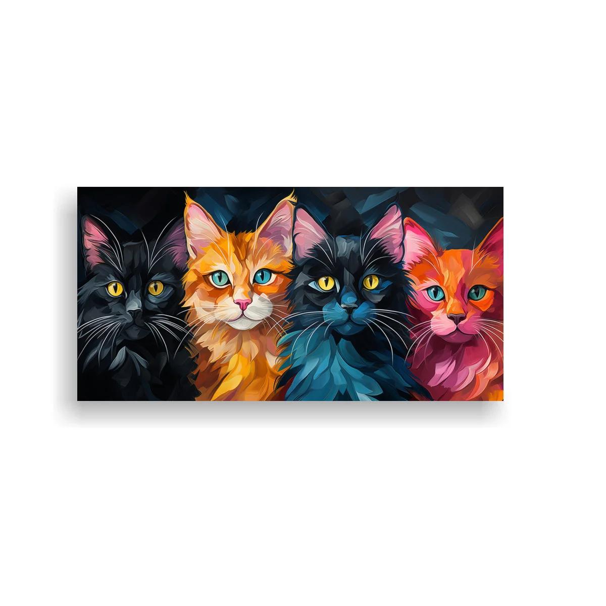 Cuadro cuatro gatos ocupando casi toda la obra — imagen principal