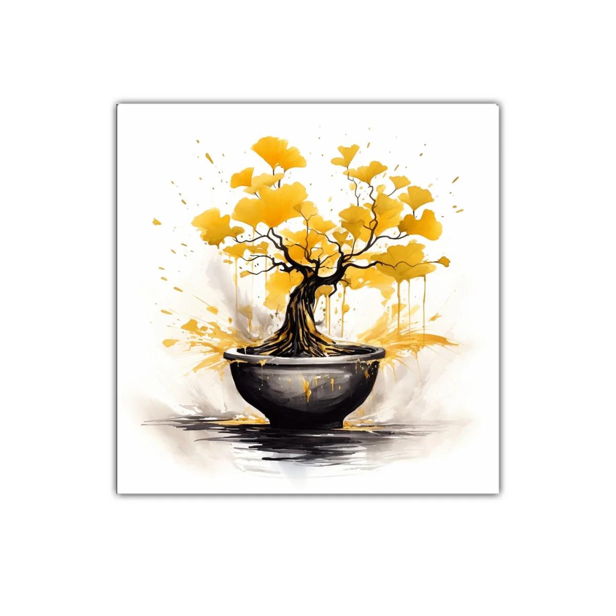 Árbol Dorado con Ramas Abstractas en Maceta Negra — imagen principal