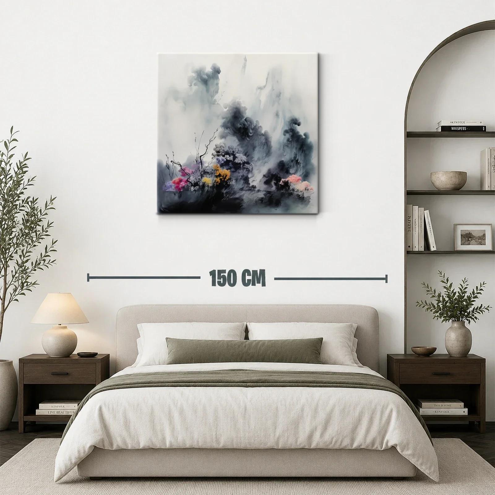 Paisaje Abstracto con Flores y Nubes en Tonos Suaves — miniatura 3