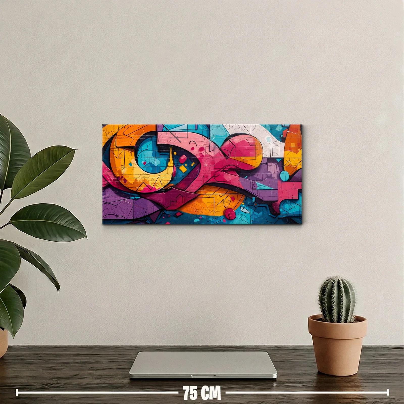 Cuadro grafiti abstracto con muro agrietado — miniatura 2