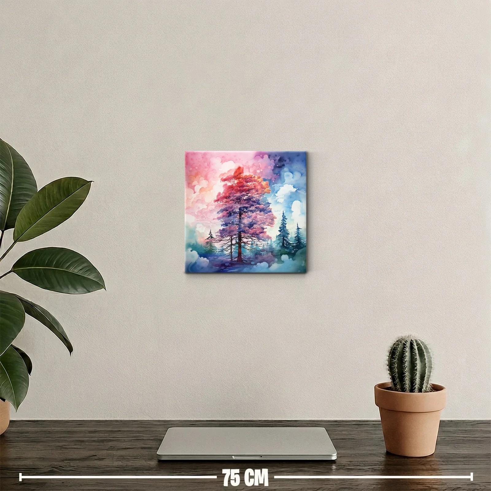 Árbol brillante en paisaje onírico de colores vivos — miniatura 2
