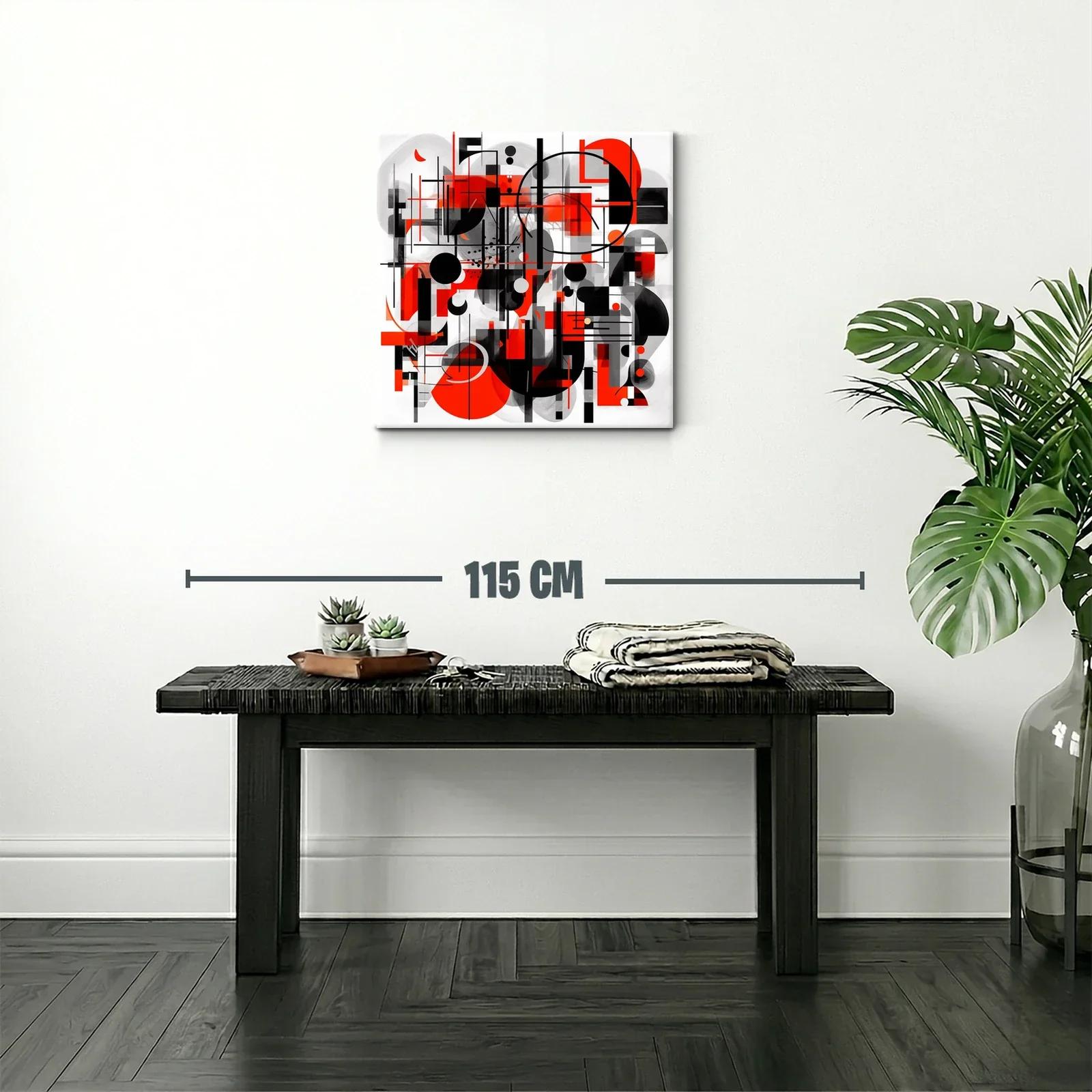 Composición geométrica en rojo negro y gris para espacios modernos — miniatura 2