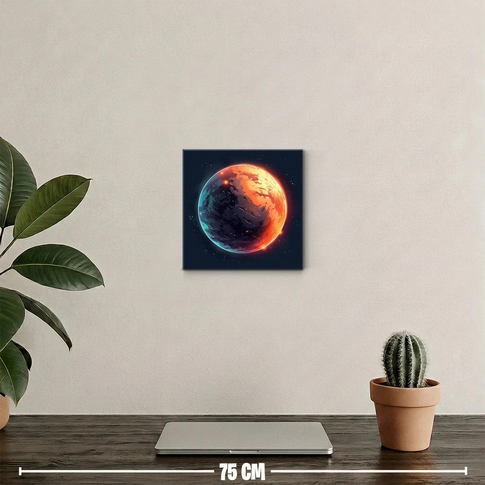 Planeta en tonos cálidos y fríos con brillo intenso — miniatura 2