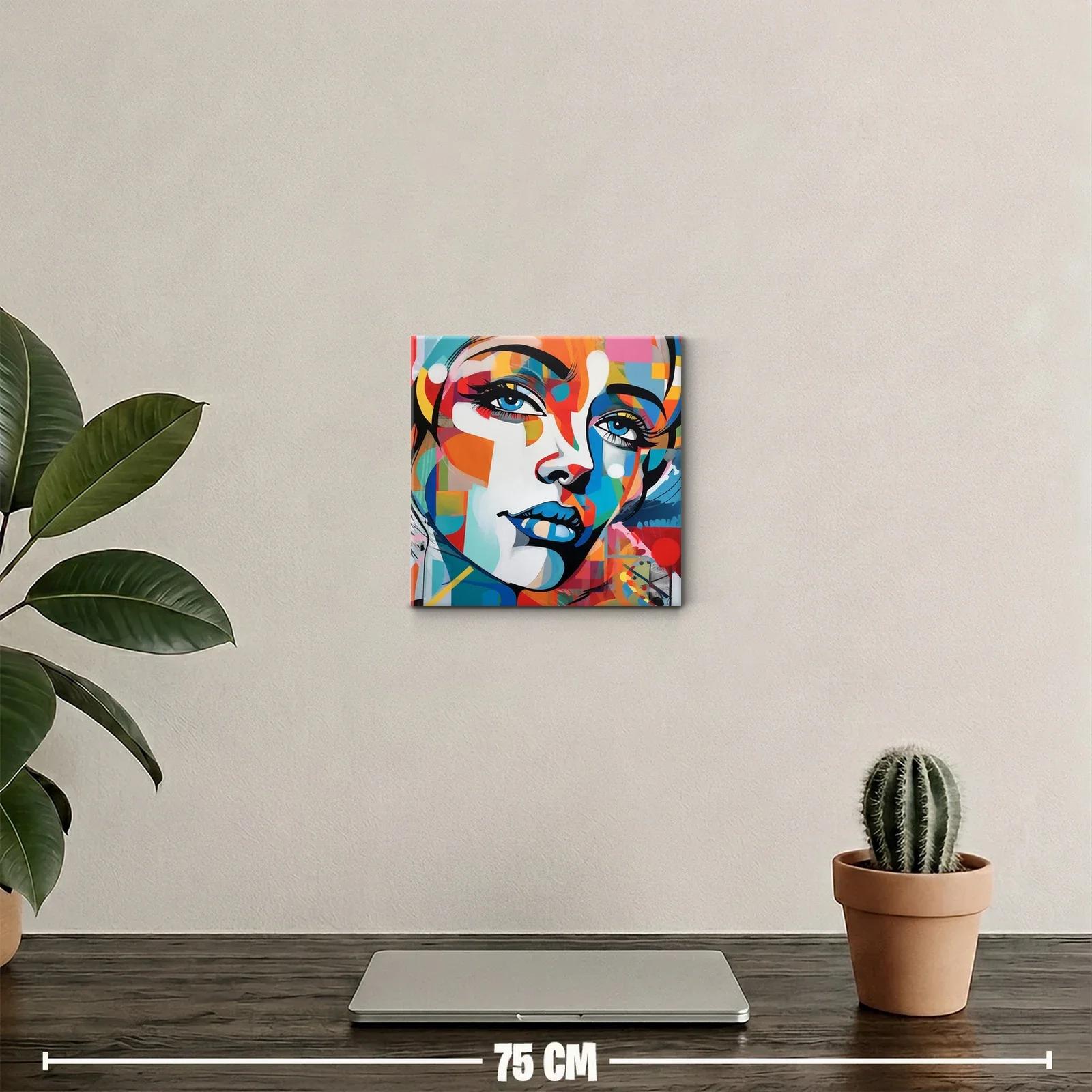 Retrato femenino vibrante con colores intensos y formas geométricas — miniatura 2