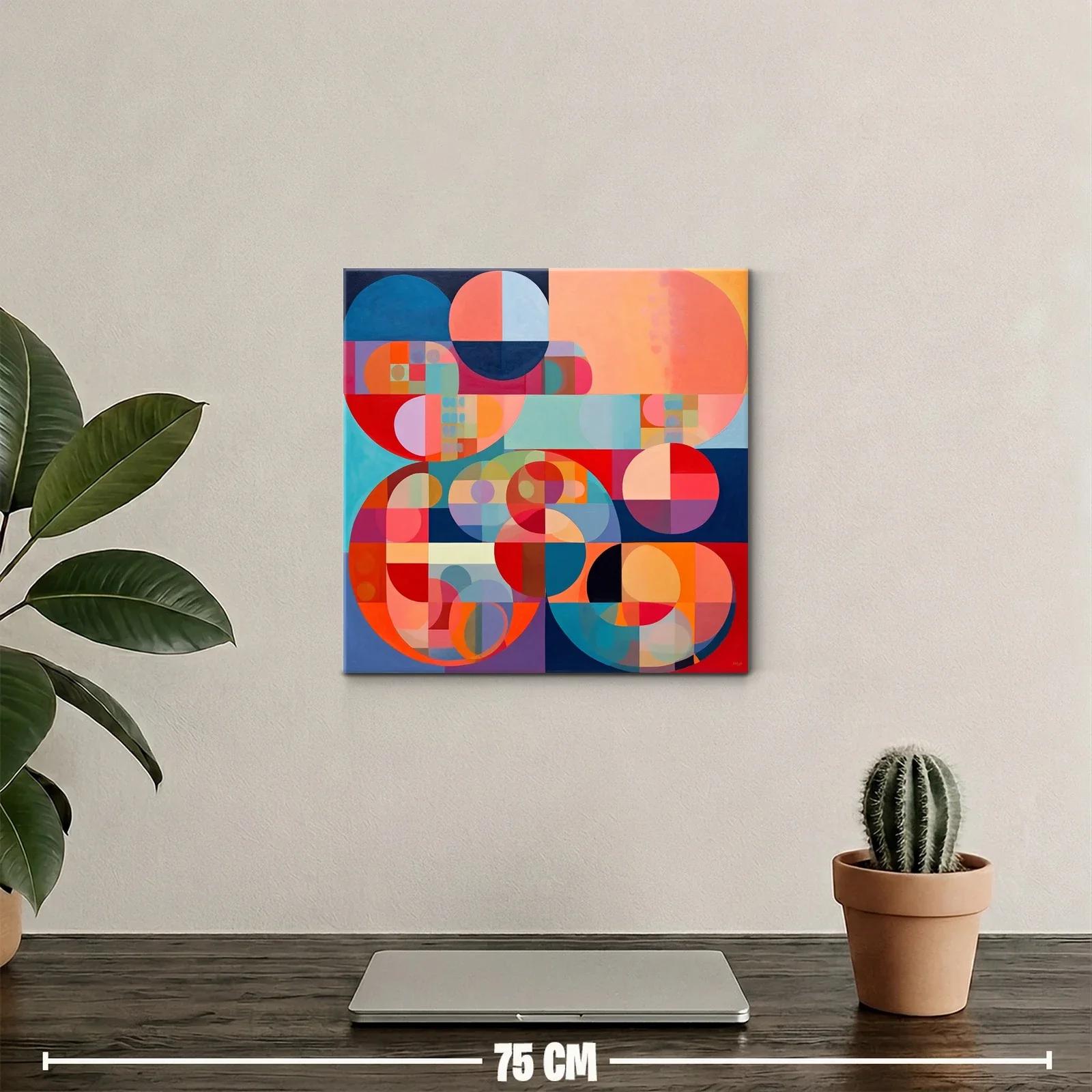 Cuadro abstracto con formas circulares y paleta vibrante — miniatura 2