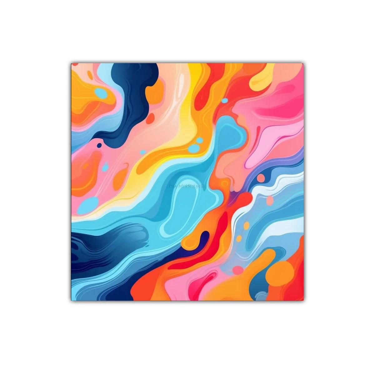 Cuadro vibrante con formas abstractas en colores cálidos y fríos — miniatura 1