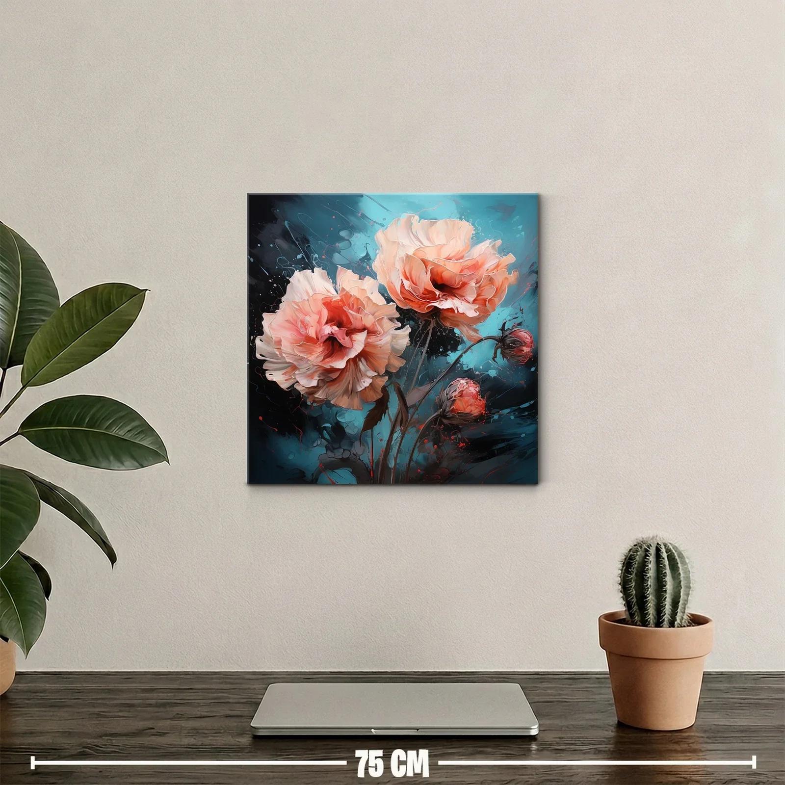 Flor delicada con tonos melocotón sobre fondo azul intenso — miniatura 2