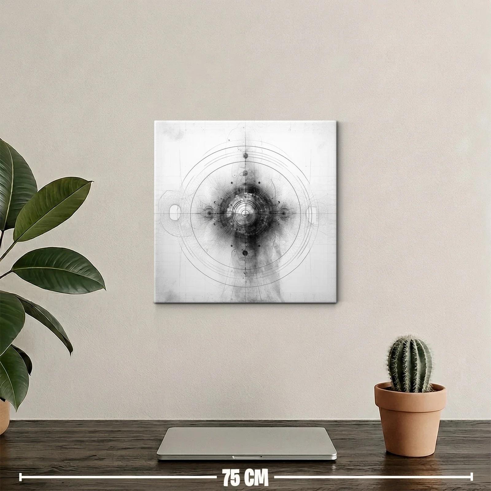Composición abstracta en tonos grises con círculos concéntricos — miniatura 2