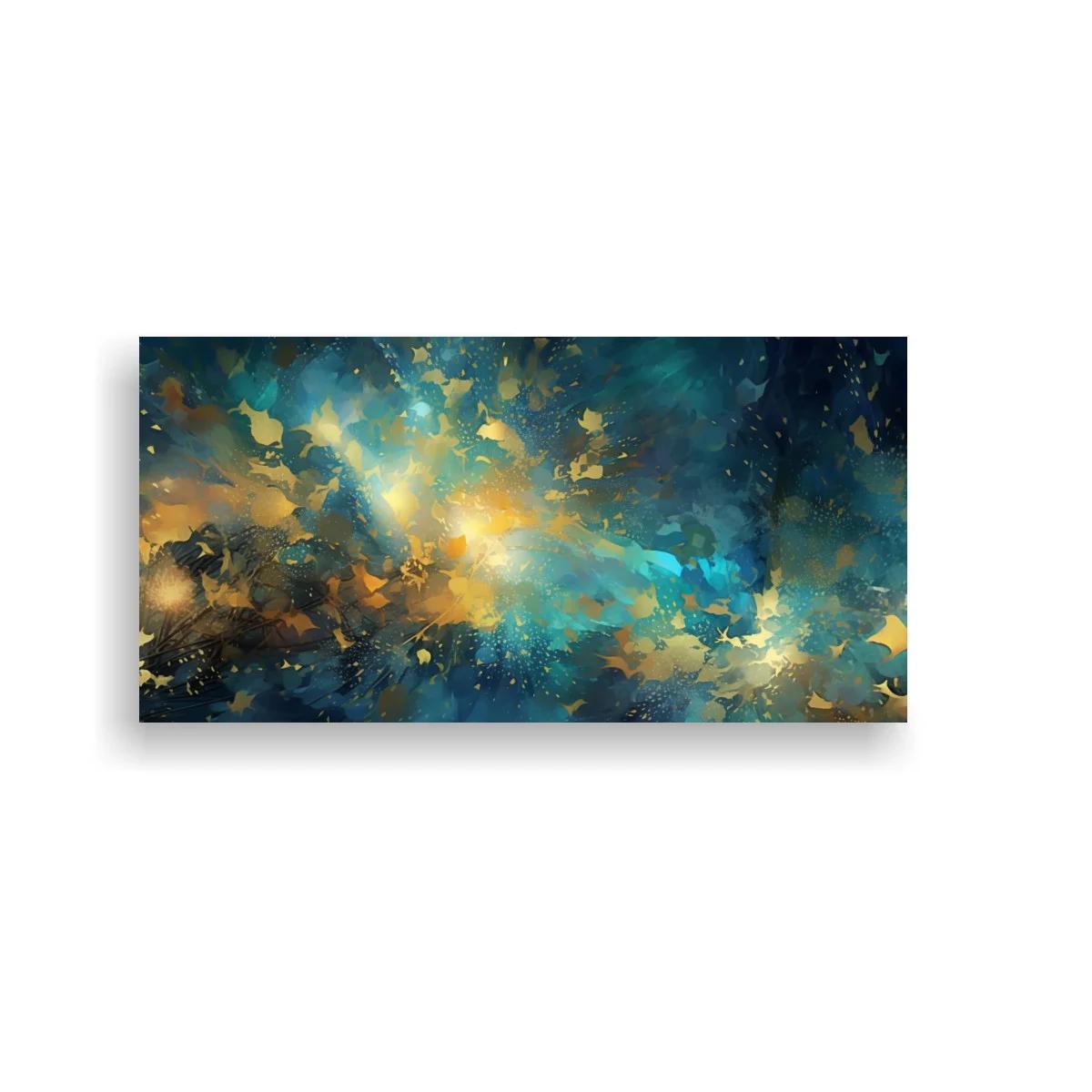 Cuadro explosión de color abstracta con destellos dorados — imagen principal