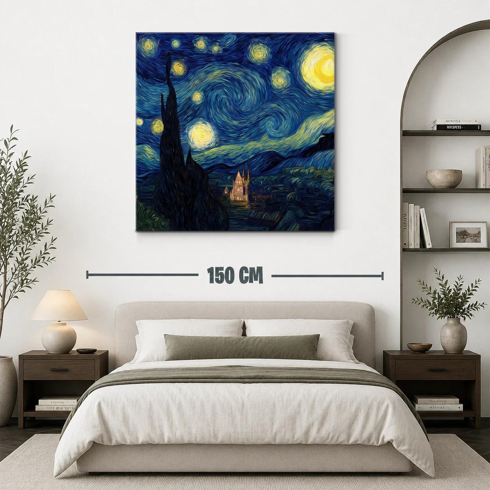 Cielo estrellado con remolinos en azul y amarillo — miniatura 3
