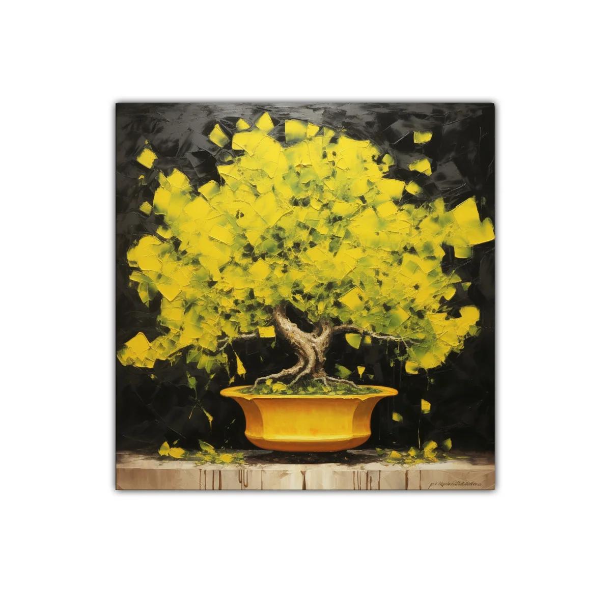 Árbol amarillo vibrante sobre fondo oscuro — miniatura 1