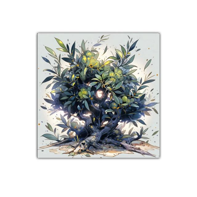 Cuadro decorativo árbol mediterráneo moderno y vibrante