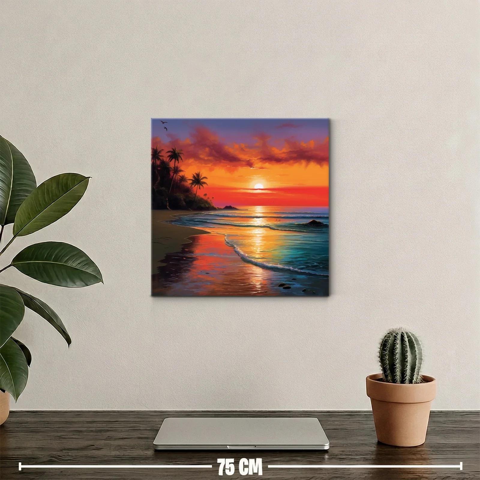 Atardecer tropical con palmeras y reflejos vibrantes en el mar — miniatura 2