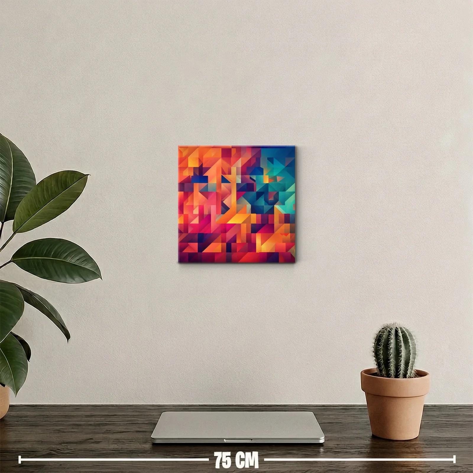 Cuadro abstracto con vibrantes tonos cálidos y fríos — miniatura 2