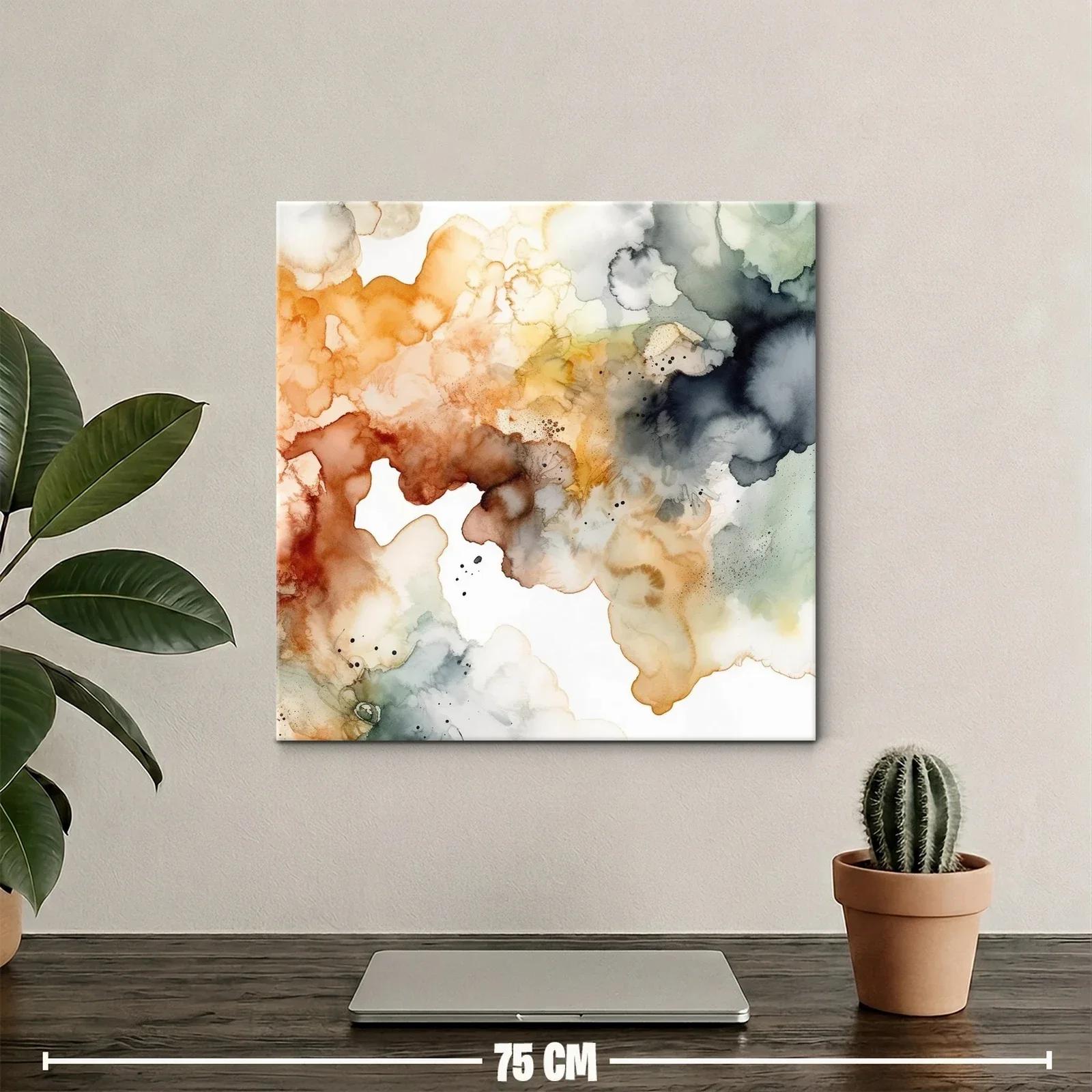Cuadro abstracto con tonos cálidos y fríos para ambientes modernos — miniatura 2