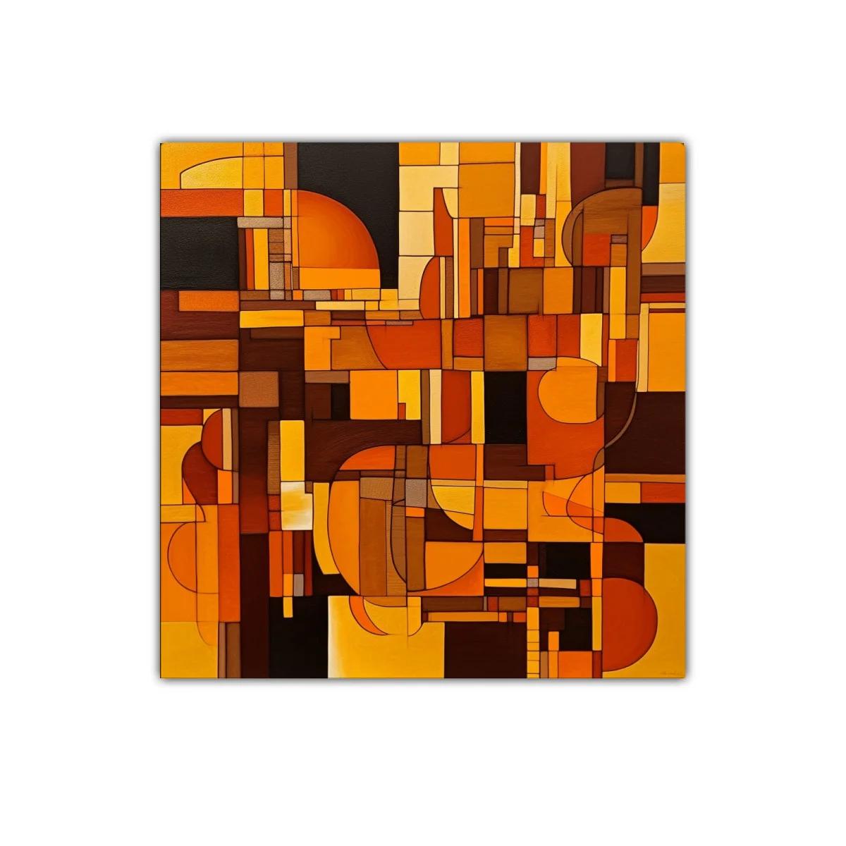 Cuadro abstracto con formas geométricas en tonos cálidos — imagen principal