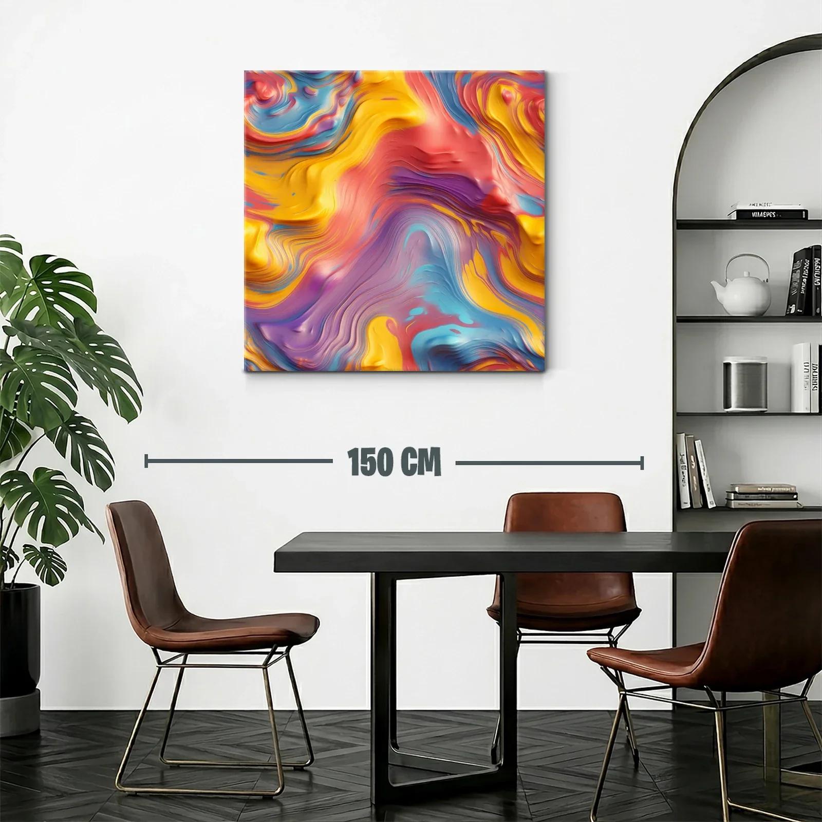 Cuadro abstracto con formas fluidas en tonos vibrantes — miniatura 2
