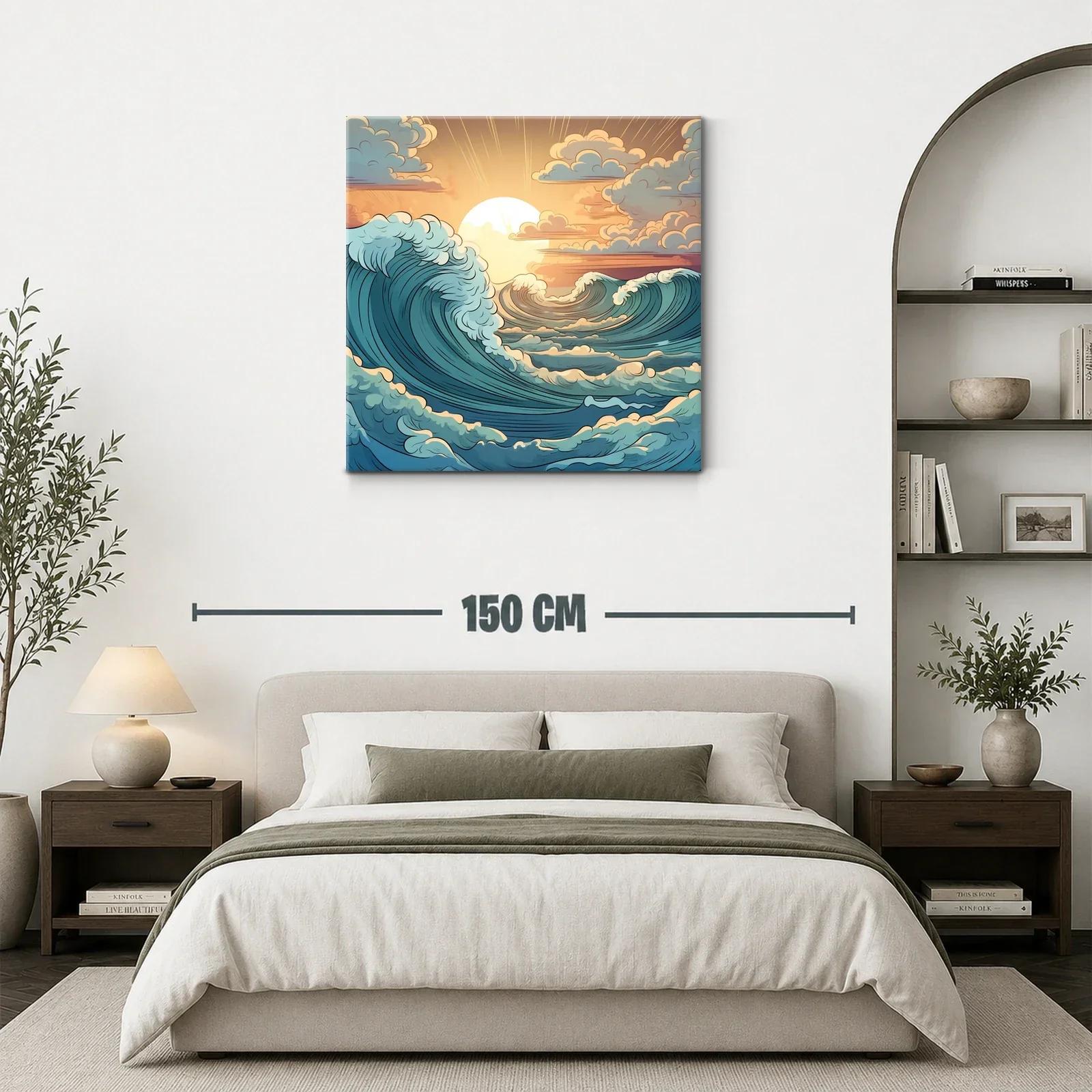 Atardecer sobre olas dinámicas en calma y movimiento — miniatura 3