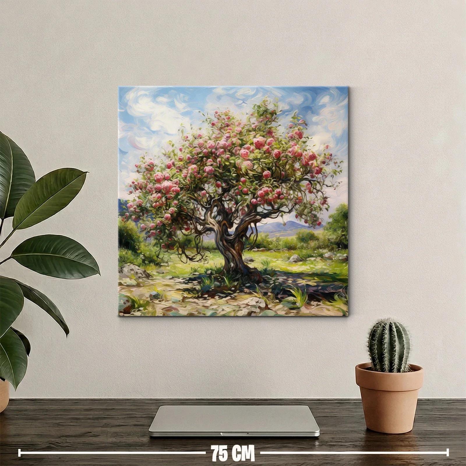 Árbol florido con manzanas en paisaje natural — miniatura 2