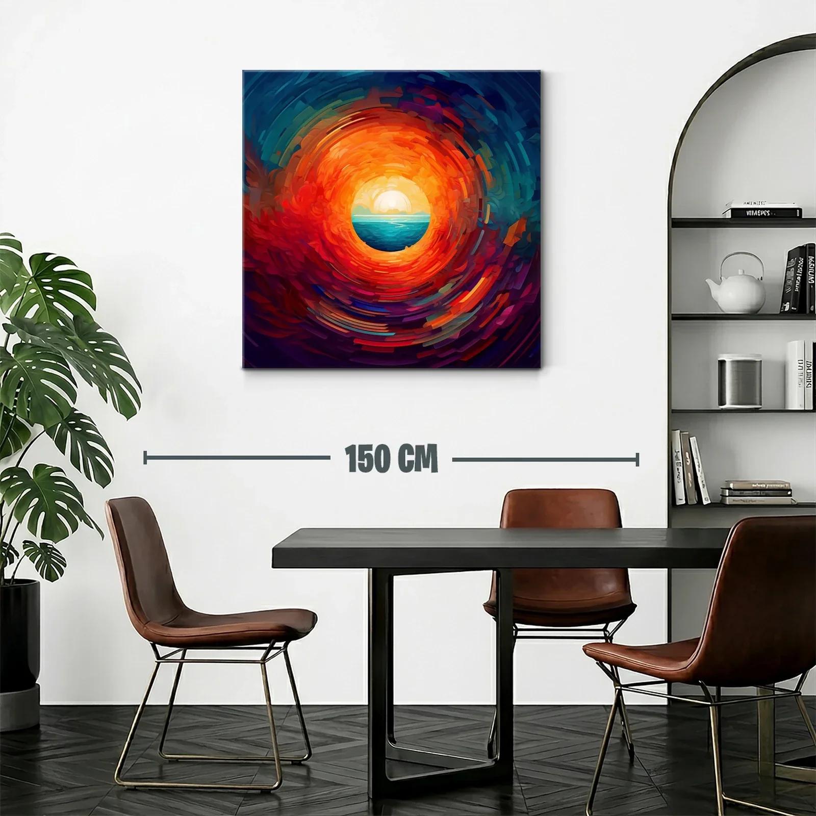 Círculo de fuego con horizonte y mar en tonos vibrantes — miniatura 2