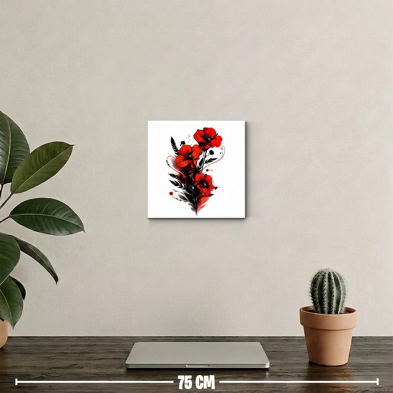 Cuadro decorativo de amapolas rojas con diseño moderno y elegante — miniatura 2