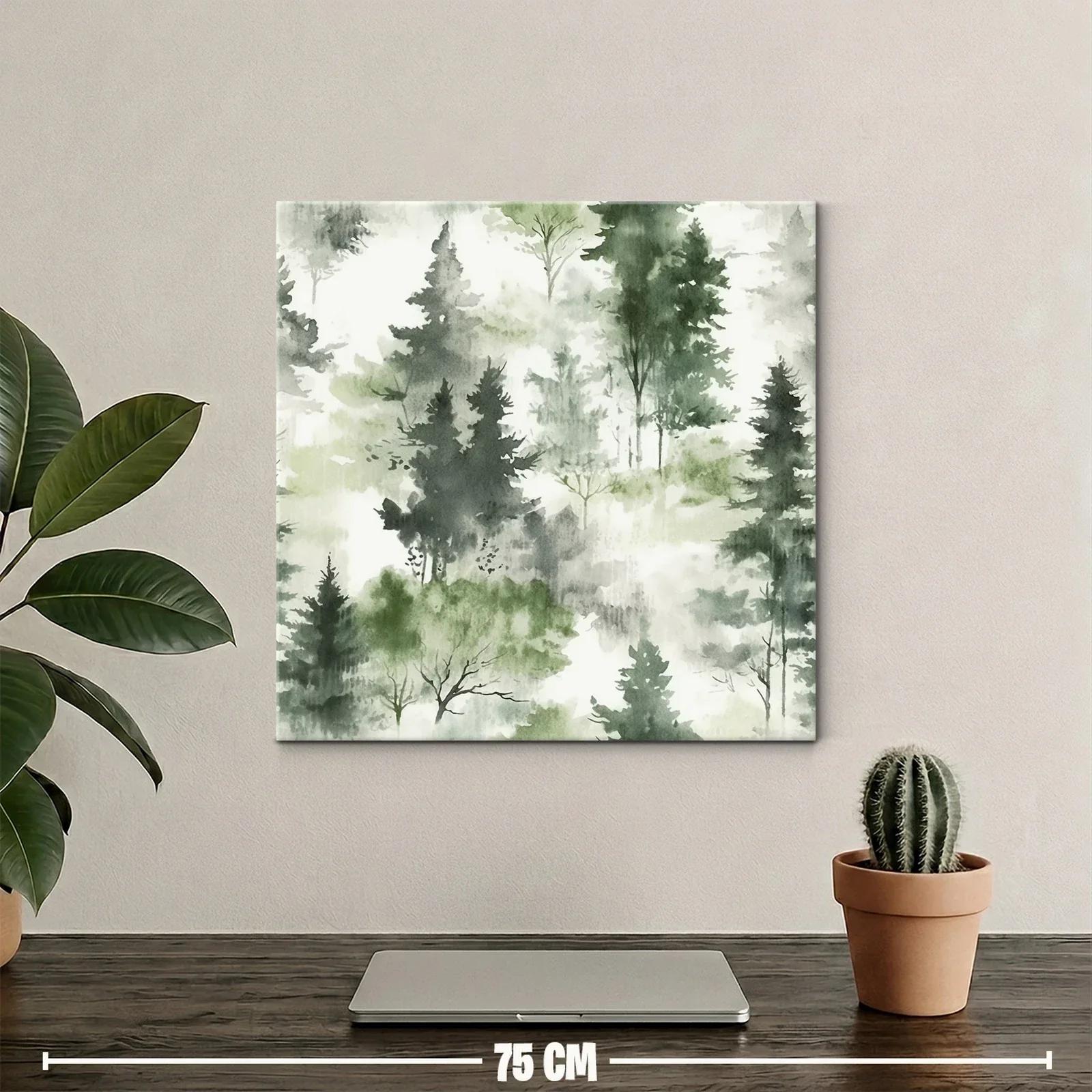Tranquilo bosque en tonos verdes y grises suaves — miniatura 2
