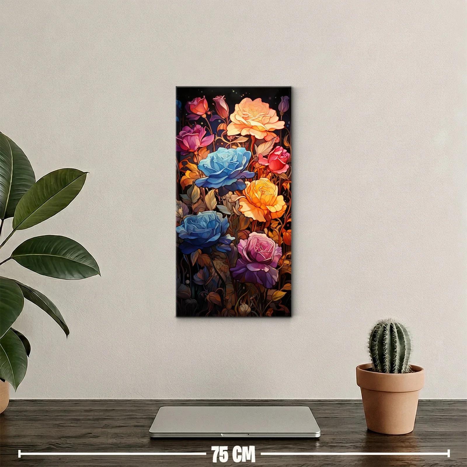 Cuadro ramo de rosas multicolor con fondo sombrío — miniatura 2