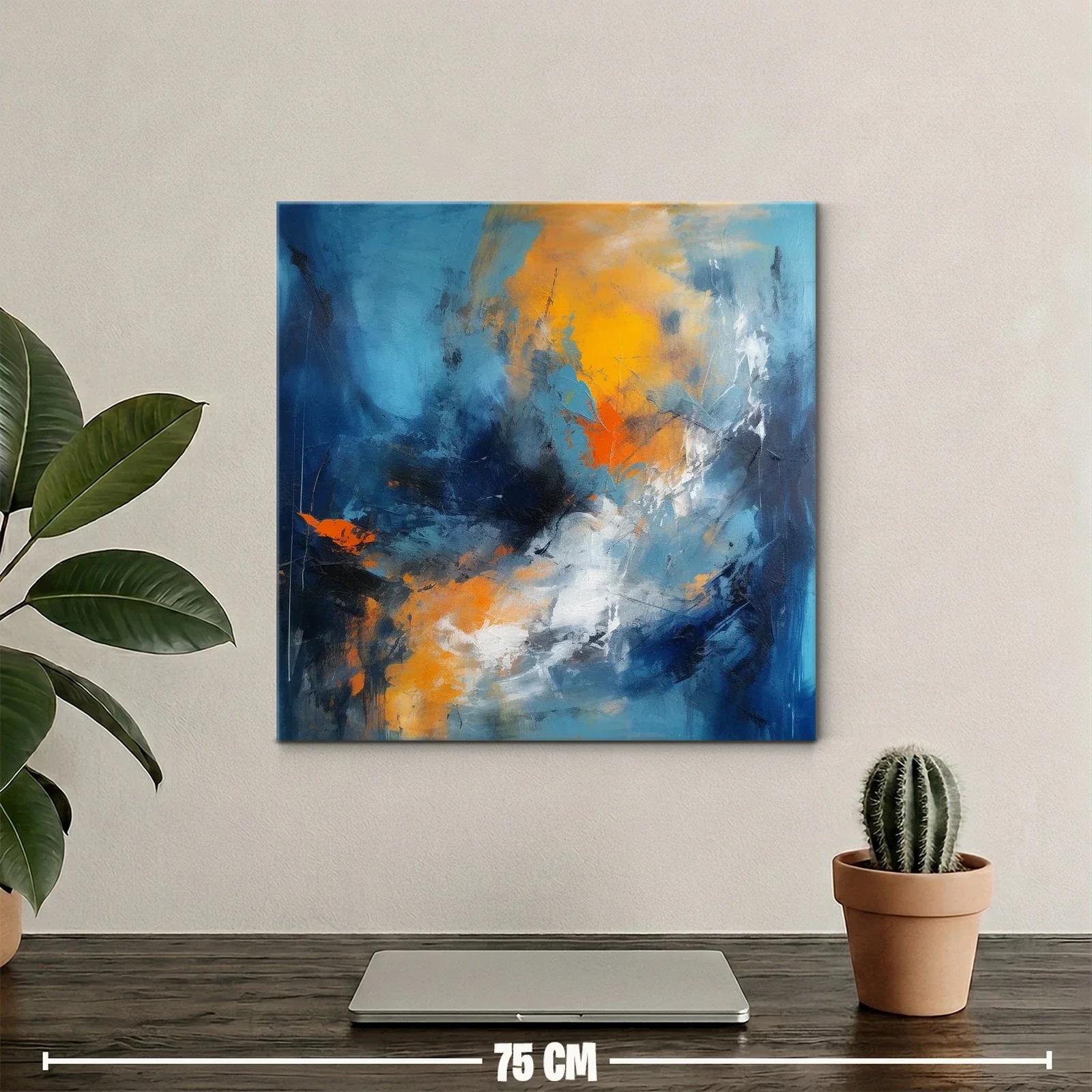 Cuadro abstracto con vibrantes tonos azules y naranjas — miniatura 2