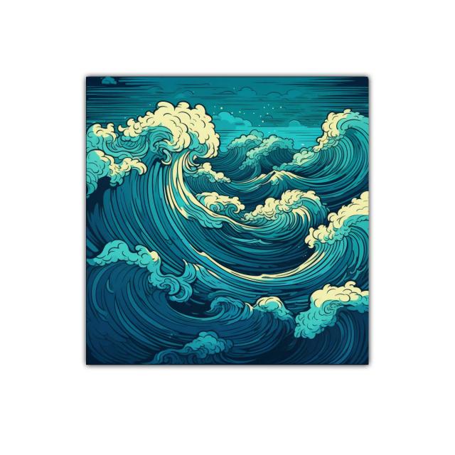 Mar en movimiento con olas cremosas y fluidez vibrante