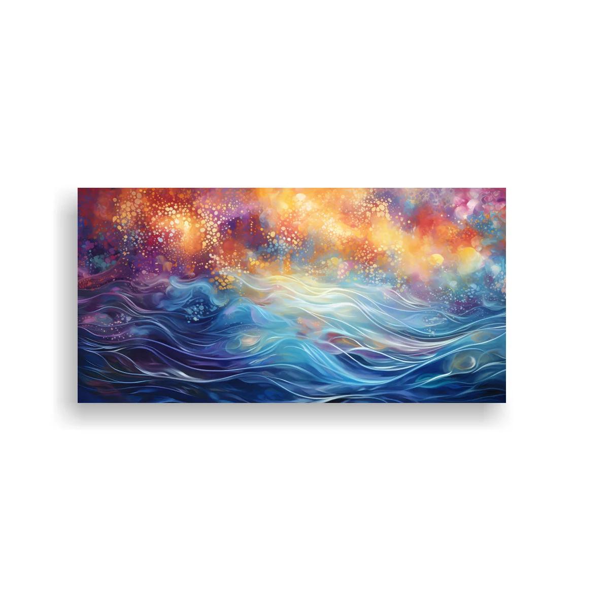 Cuadro olas marinas abstractas con destellos dorados
