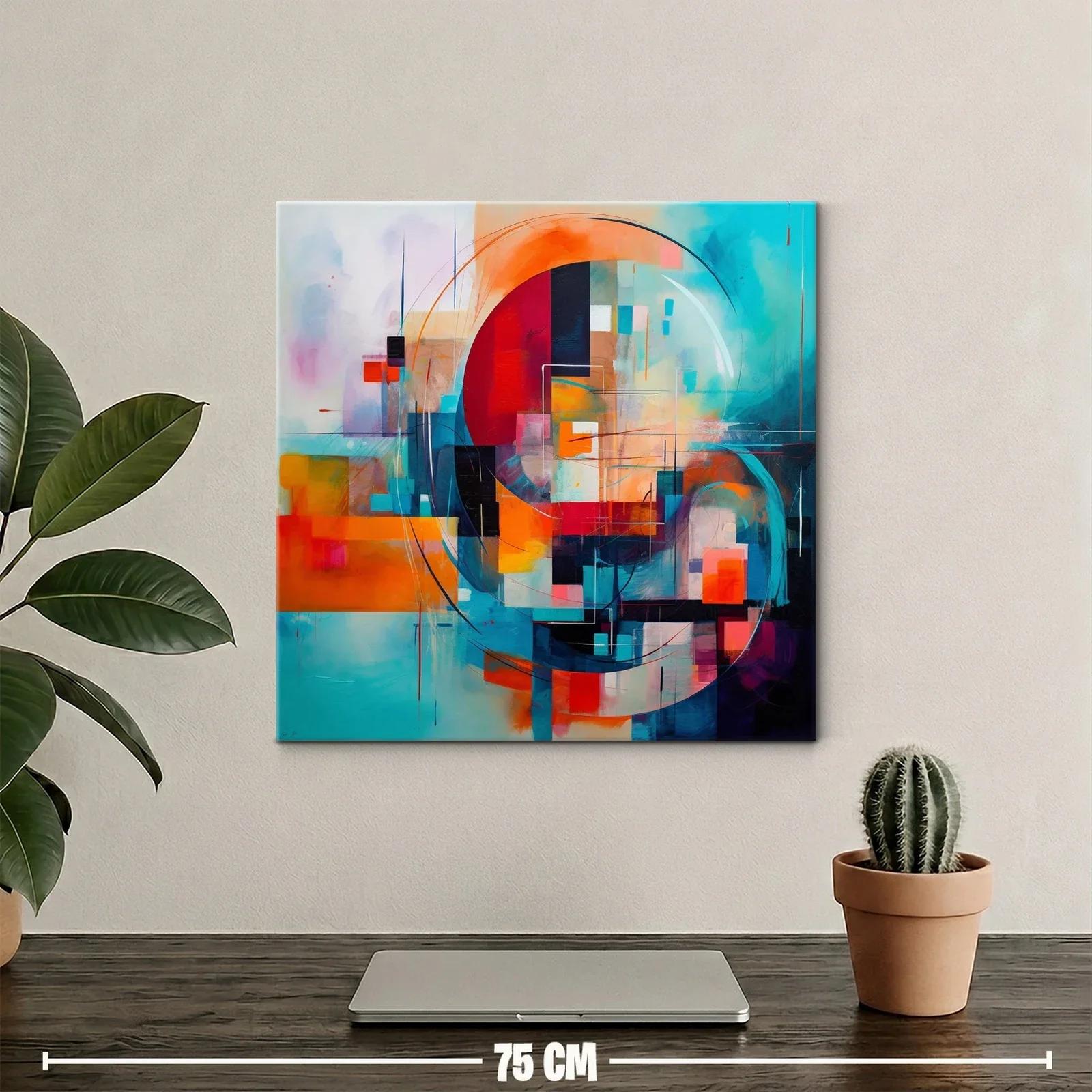 Cuadro abstracto con formas circulares en tonos vibrantes — miniatura 2