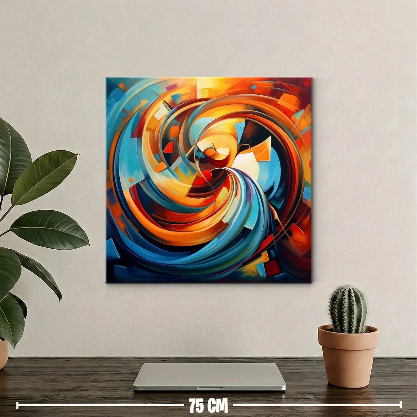 Cuadro abstracto con espirales vibrantes y tonos cálidos — miniatura 2