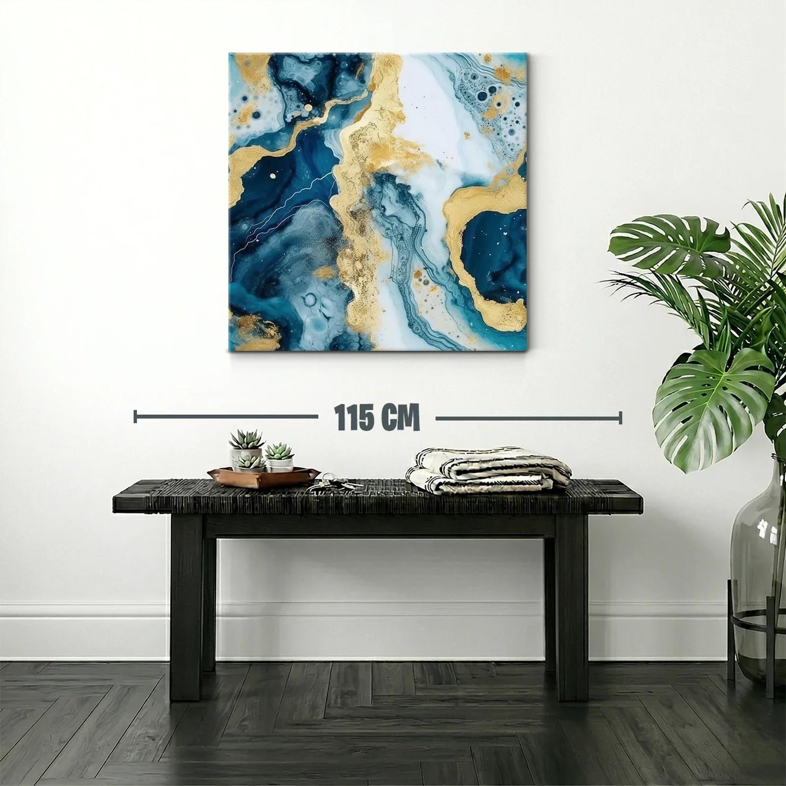 Arte abstracto en tonos azules y dorados sofisticados — miniatura 2