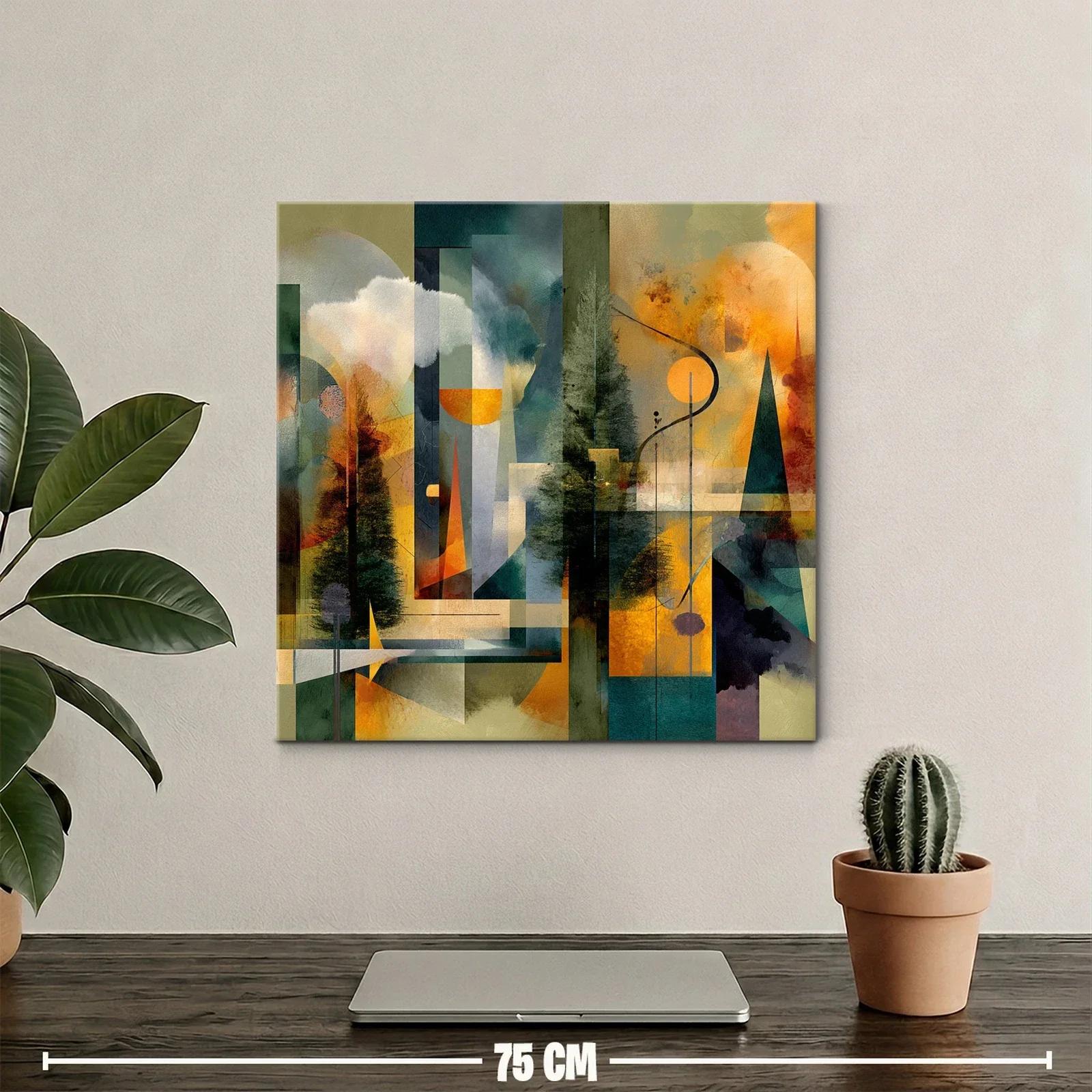 Composición abstracta con tonos verdes y naranjas vibrantes — miniatura 2