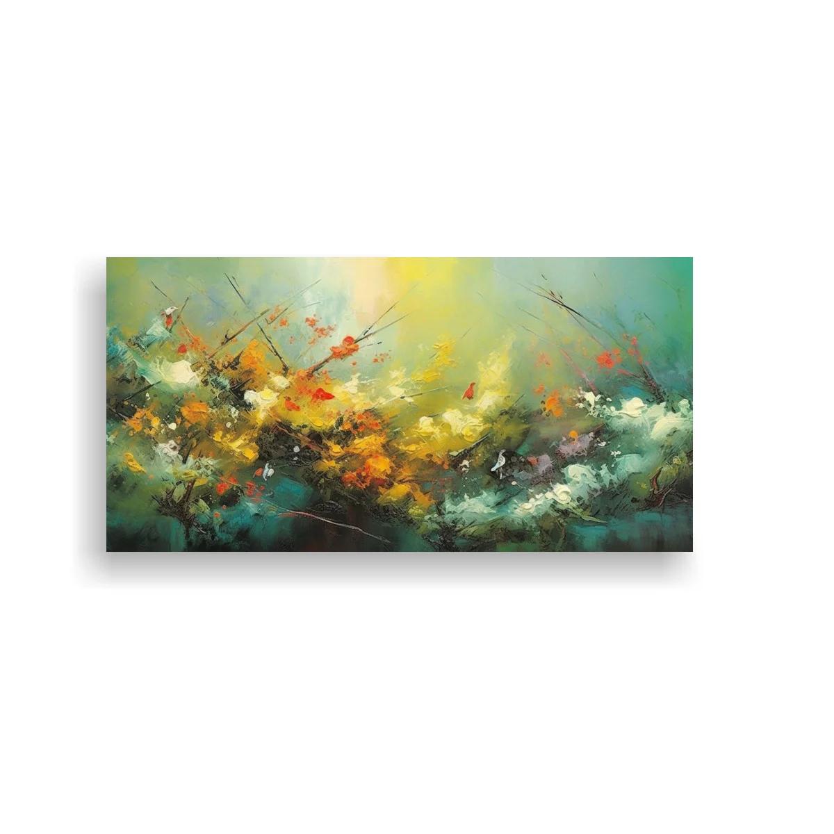 Cuadro campo de flores silvestres con fondo atmosférico difuso