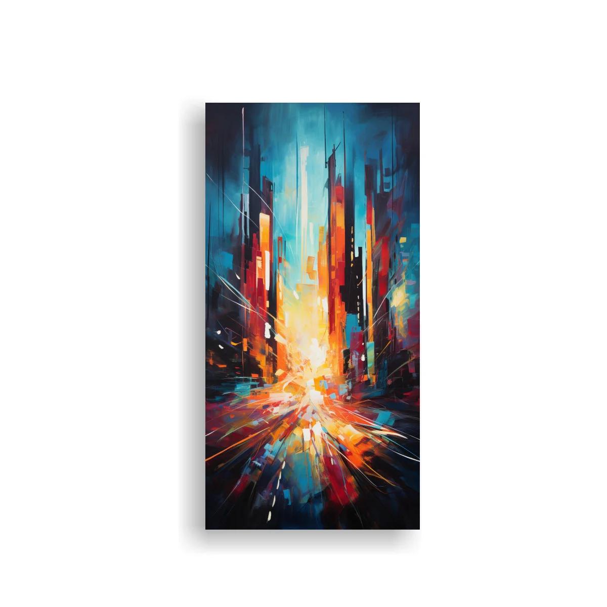 Cuadro ciudad abstracta con estallido de luz — imagen principal
