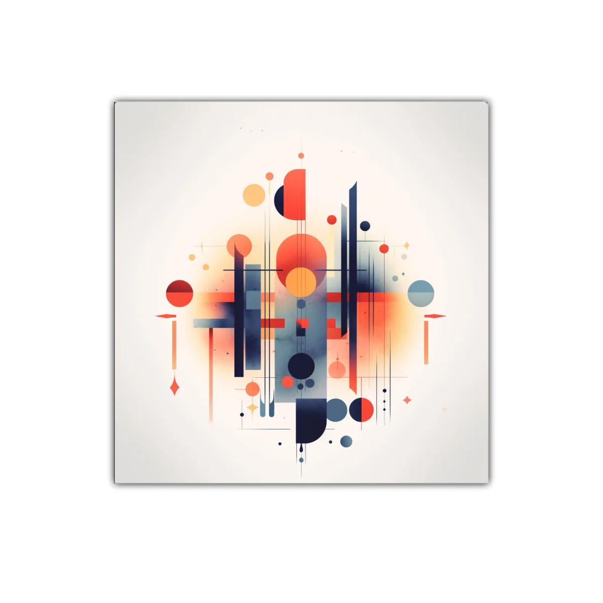 Cuadro abstracto con formas geométricas y colores cálidos — imagen principal